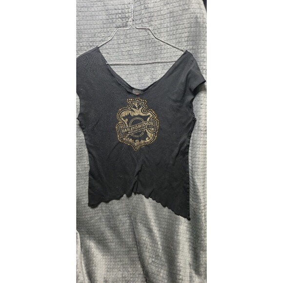 Harley-Davidson Tops - Harley-Davidson Sleeveless Tee • Sauk Prairie WI • Gold Studs • Women’s M •Black